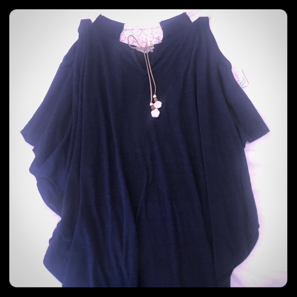 Lucky Brand Beach Coverup with macrame shoulders
